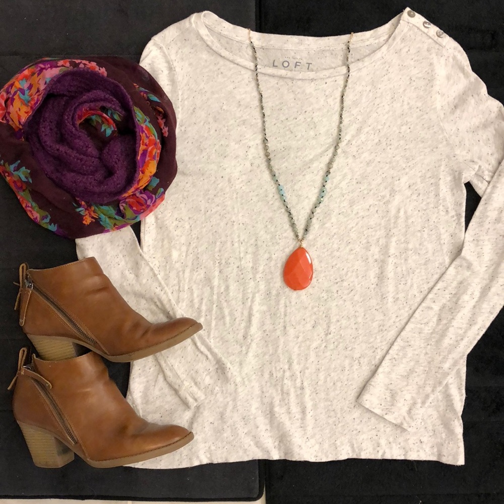 {Loft} Gray Speckled Layering Shirt